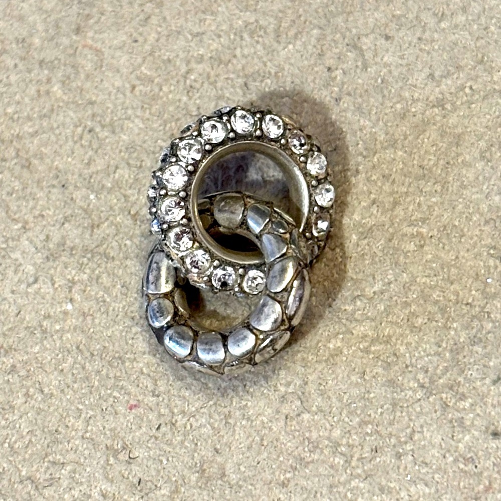 Brighton Pebble Pave Pendant Two interlocking circles: silver & crystal Retired